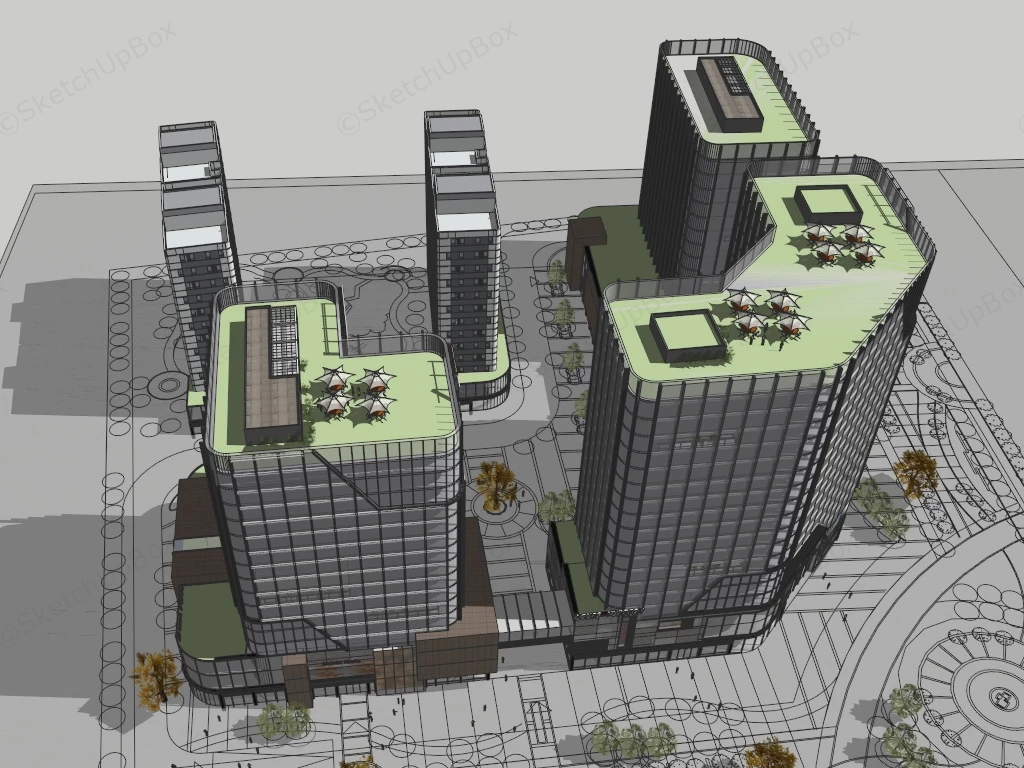 Commercial Center Architecture sketchup model preview - SketchupBox