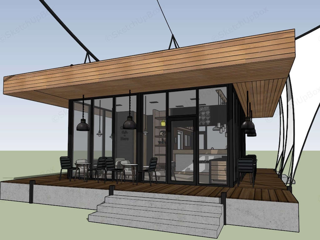 Commercial Outdoor Cafe Bar Design sketchup model preview - SketchupBox