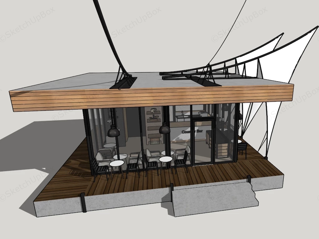 Commercial Outdoor Cafe Bar Design sketchup model preview - SketchupBox