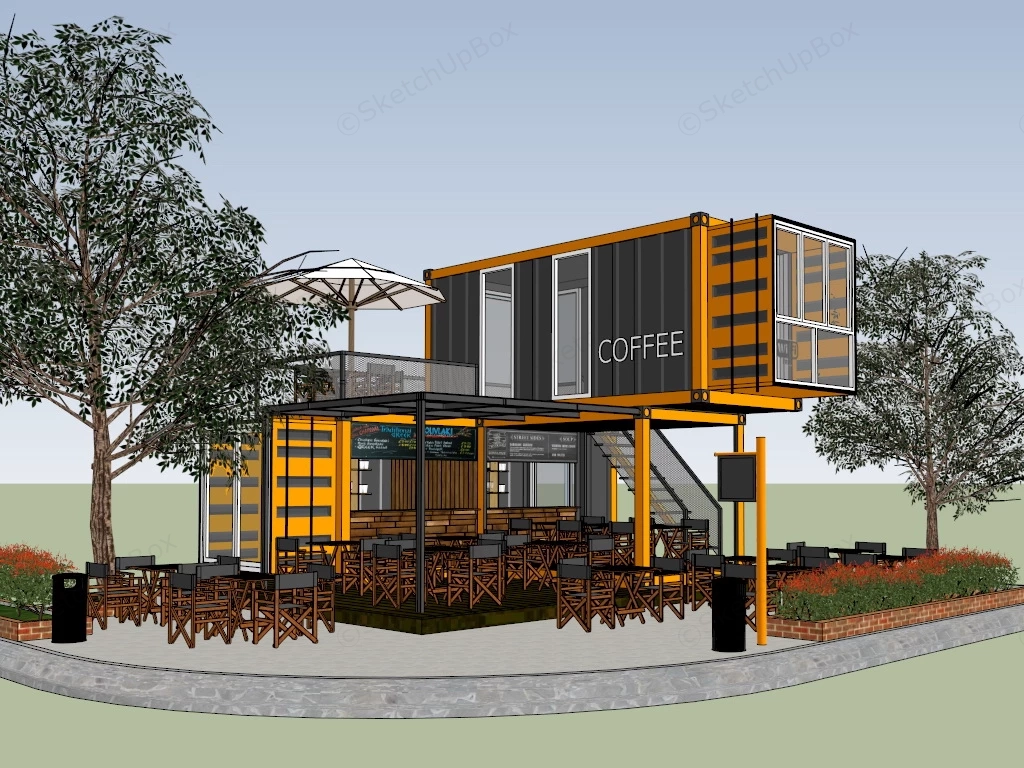 Shipping Container Cafe Design sketchup model preview - SketchupBox