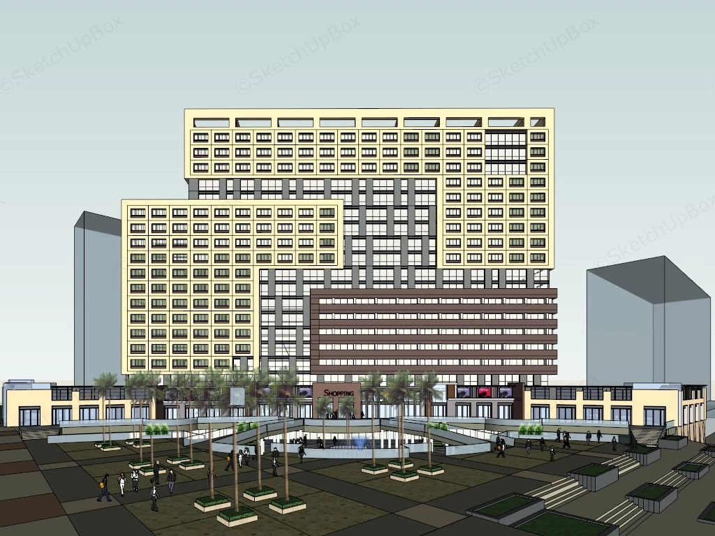 Shopping Center Facade sketchup model preview - SketchupBox