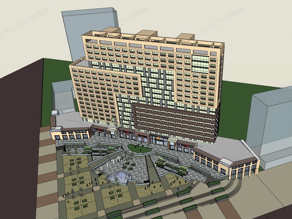 Shopping Center Facade sketchup model preview - SketchupBox