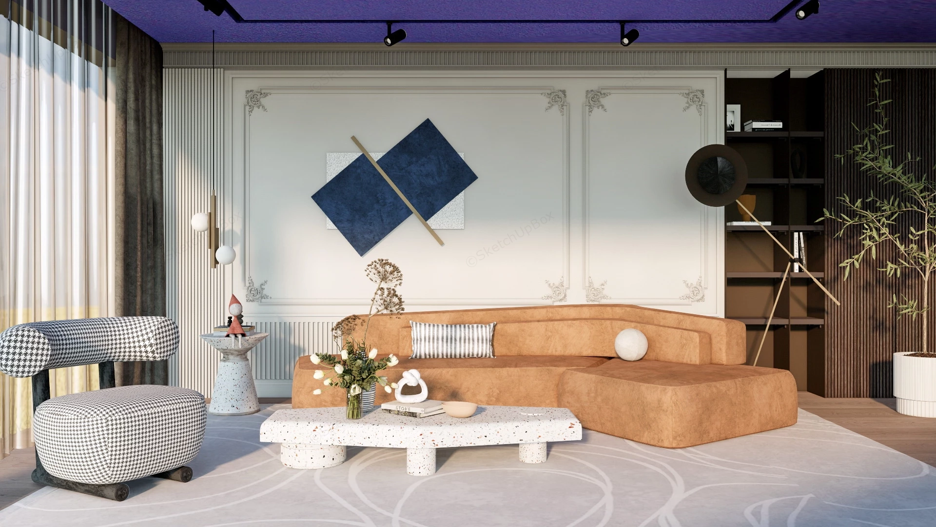 Scandinavian Style Living Room sketchup model preview - SketchupBox