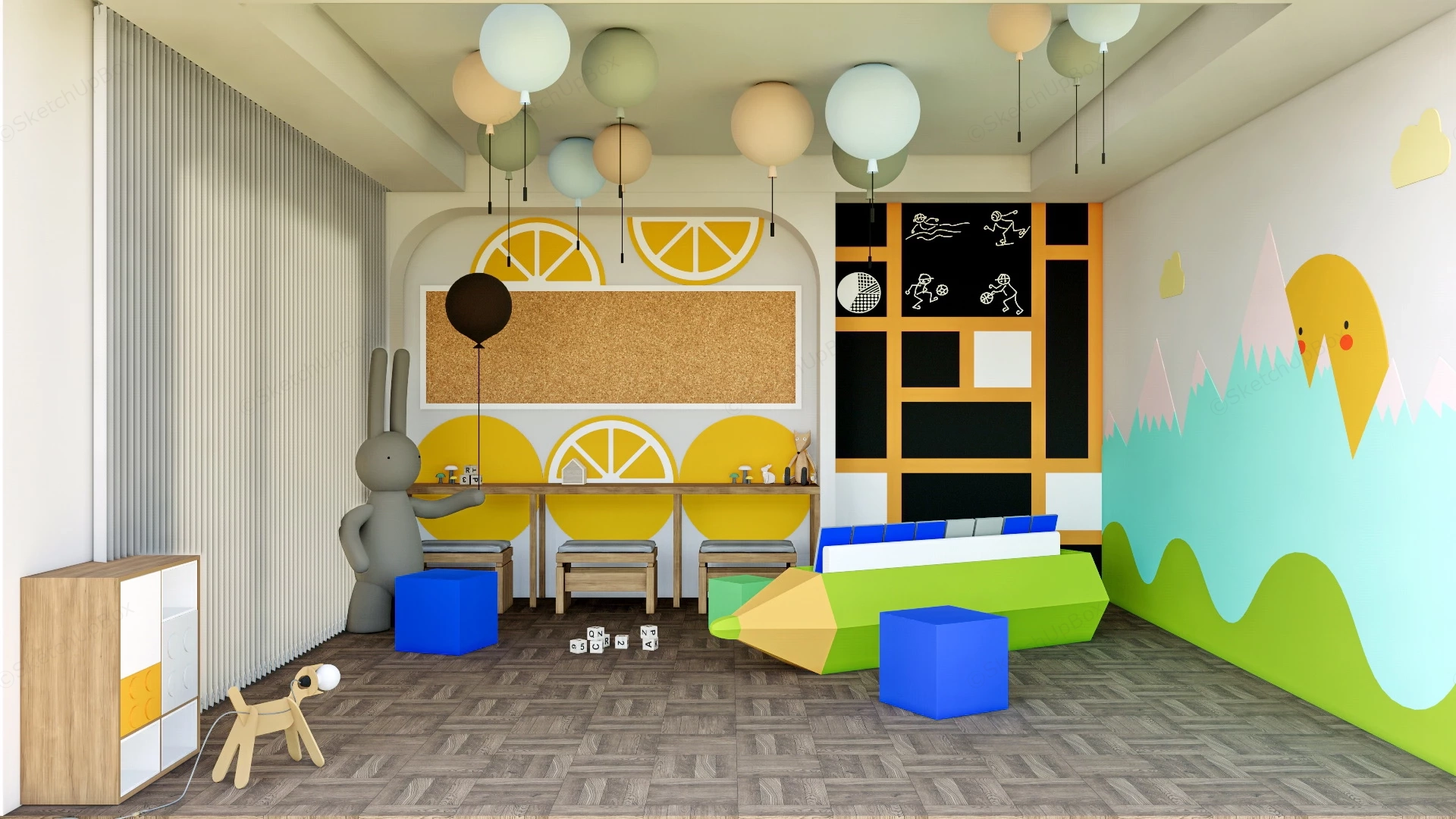 Preschool Activity Room sketchup model preview - SketchupBox