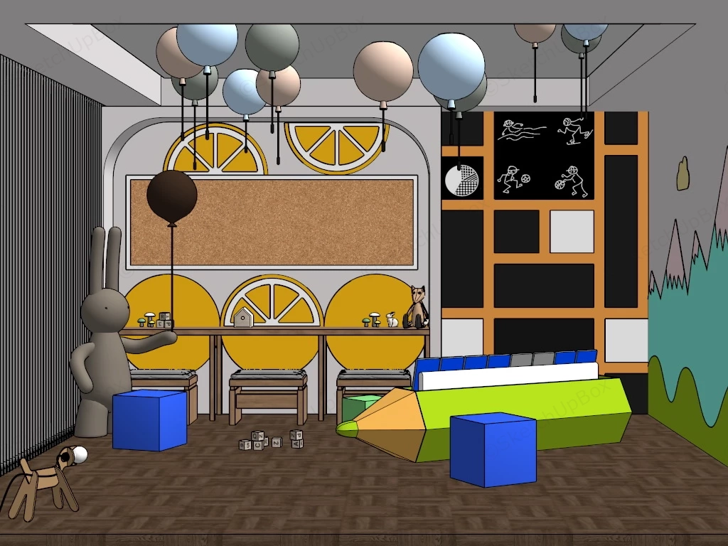 Preschool Activity Room sketchup model preview - SketchupBox