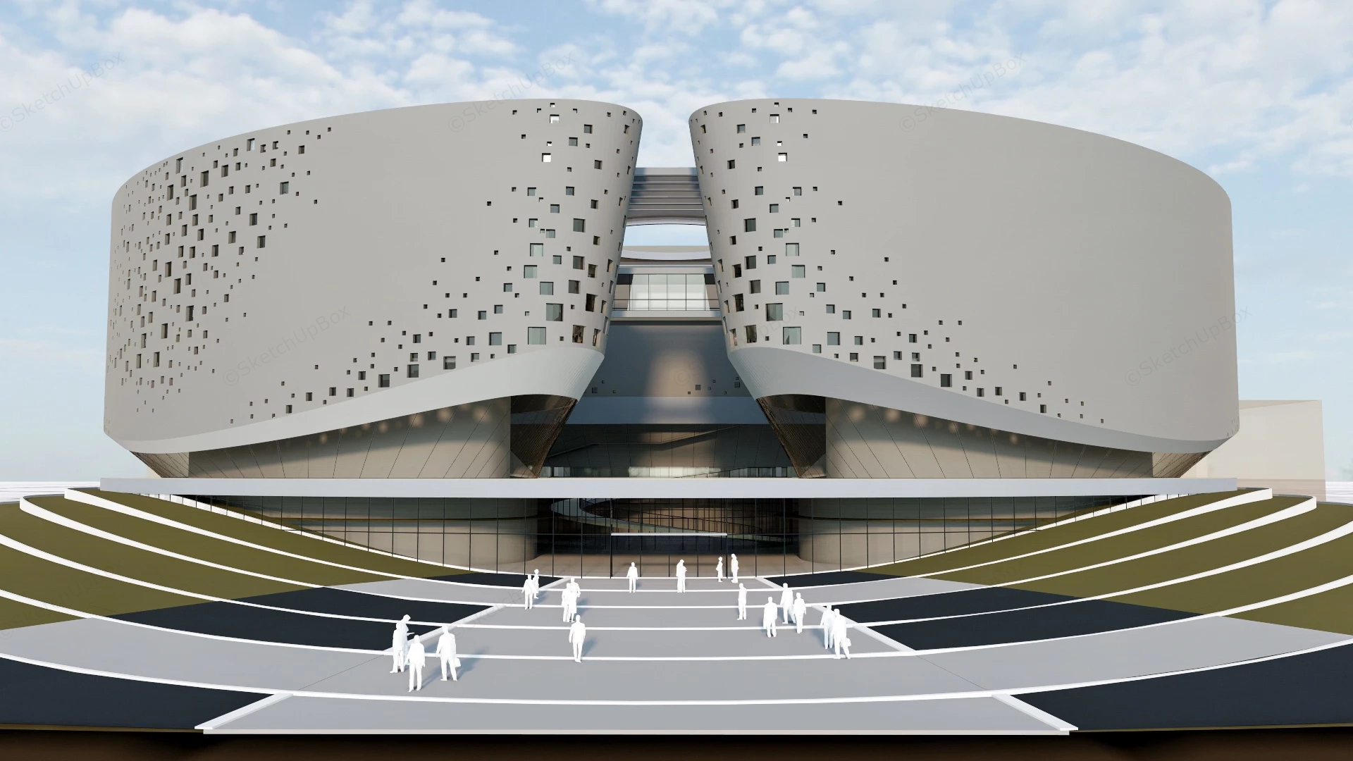 Modern Exhibition Hall Architecture Design sketchup model preview - SketchupBox