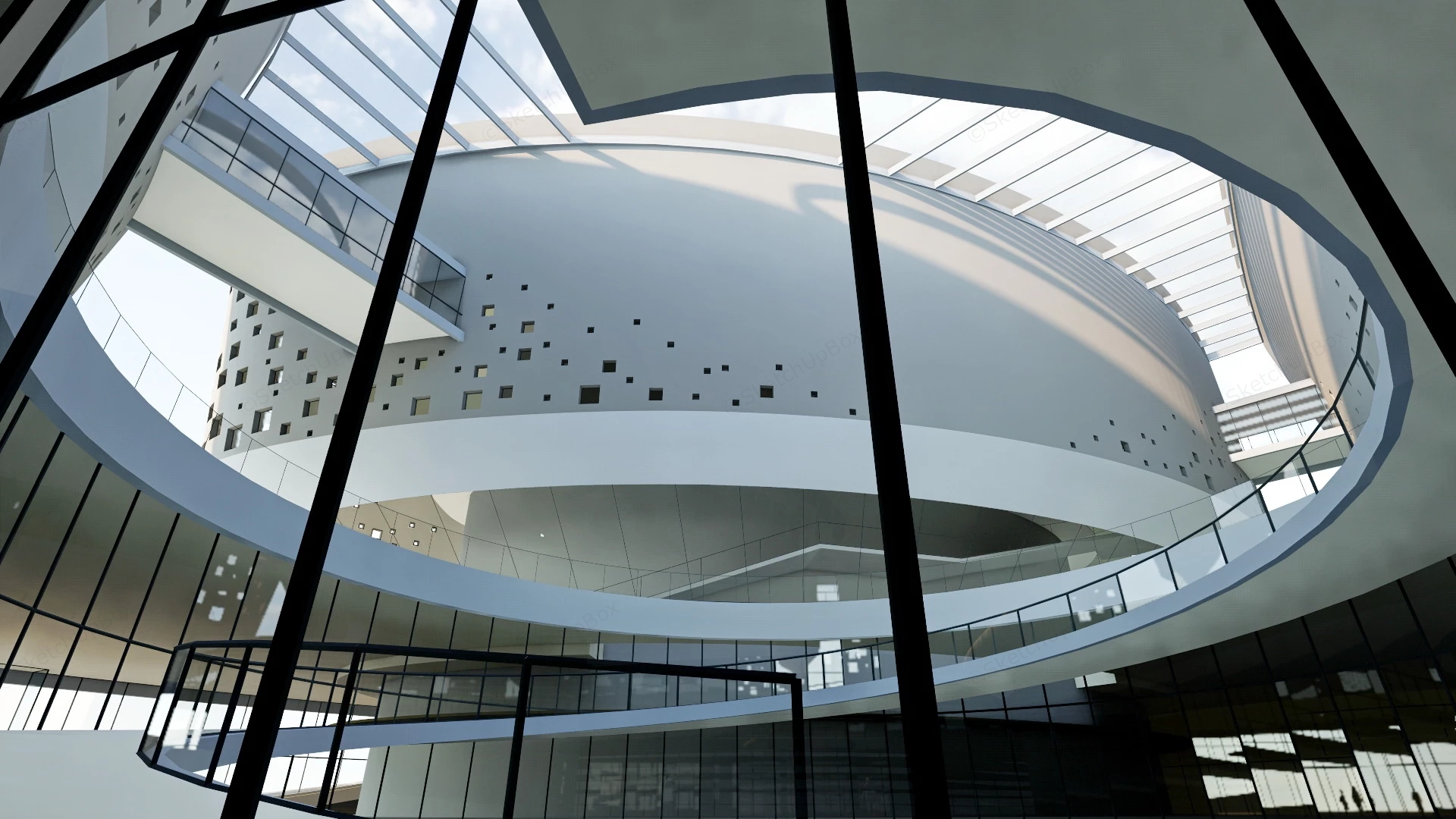 Modern Exhibition Hall Architecture Design sketchup model preview - SketchupBox