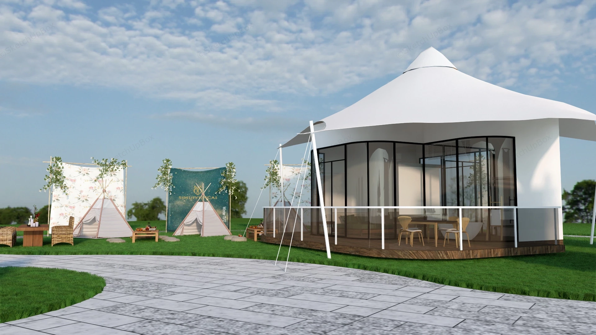 Glamping Ground Design sketchup model preview - SketchupBox