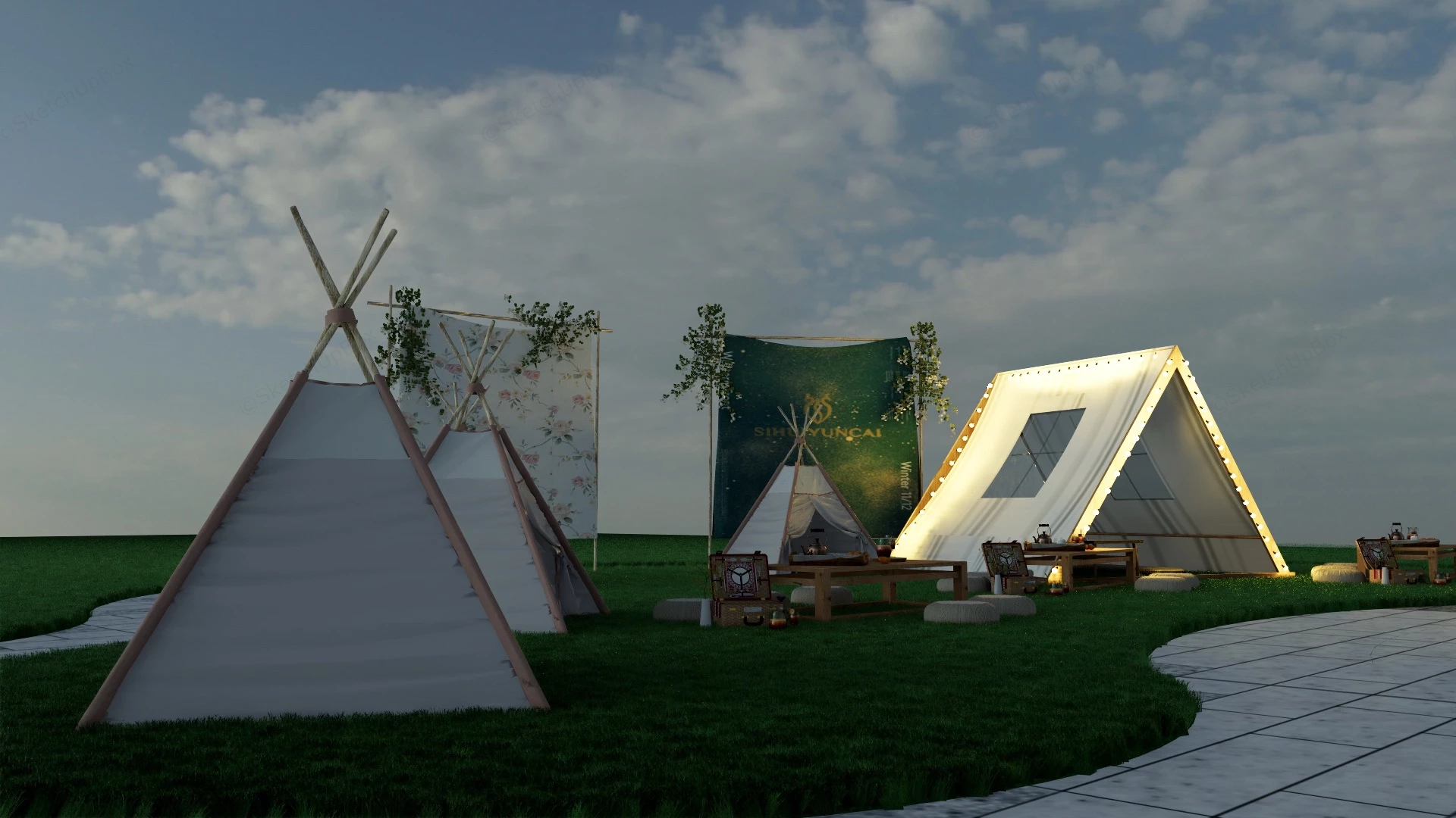 Glamping Ground Design sketchup model preview - SketchupBox