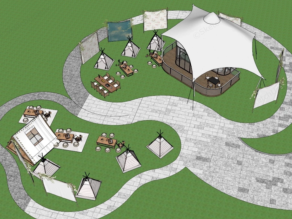 Glamping Ground Design sketchup model preview - SketchupBox