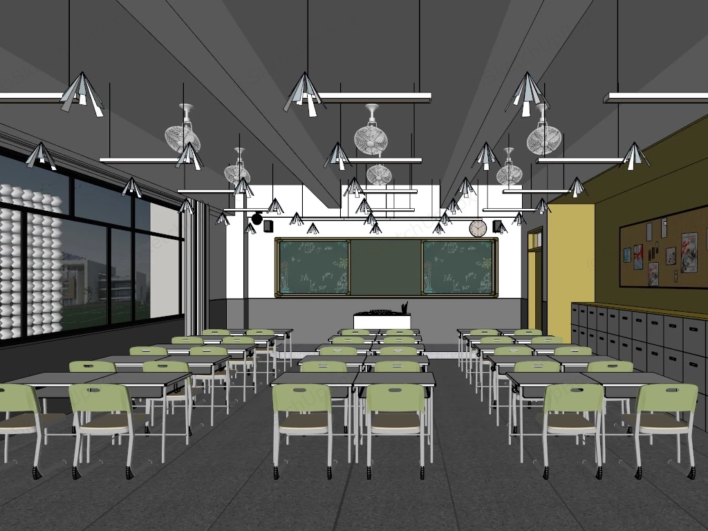 Modern Schoolroom Design sketchup model preview - SketchupBox