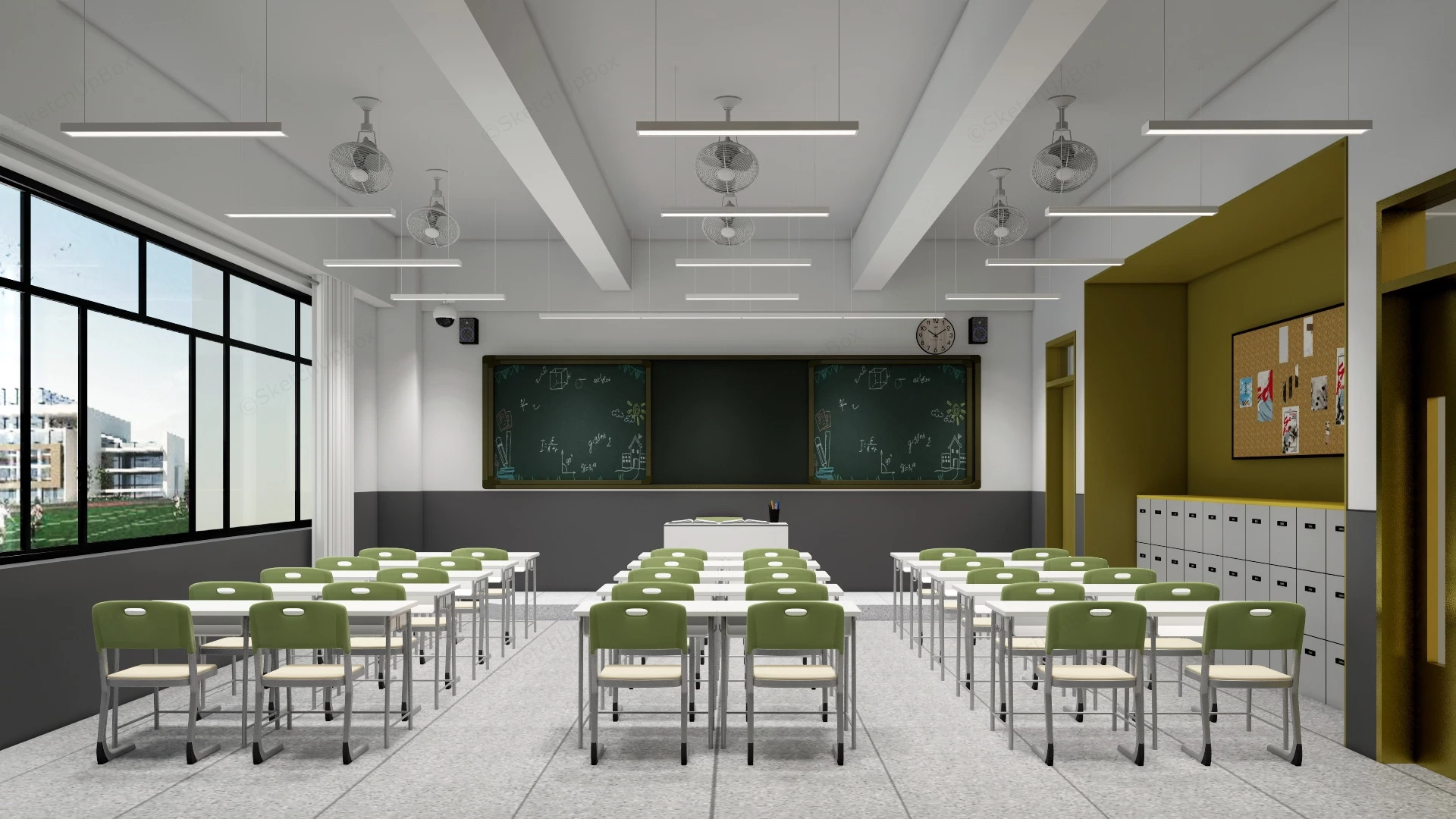 Modern Schoolroom Design sketchup model preview - SketchupBox
