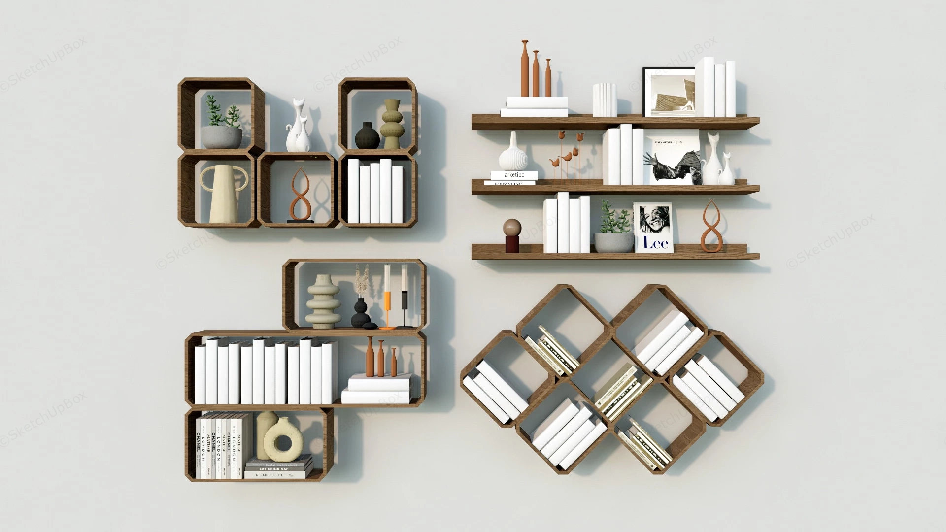 Wall Mount Bookshelves sketchup model preview - SketchupBox