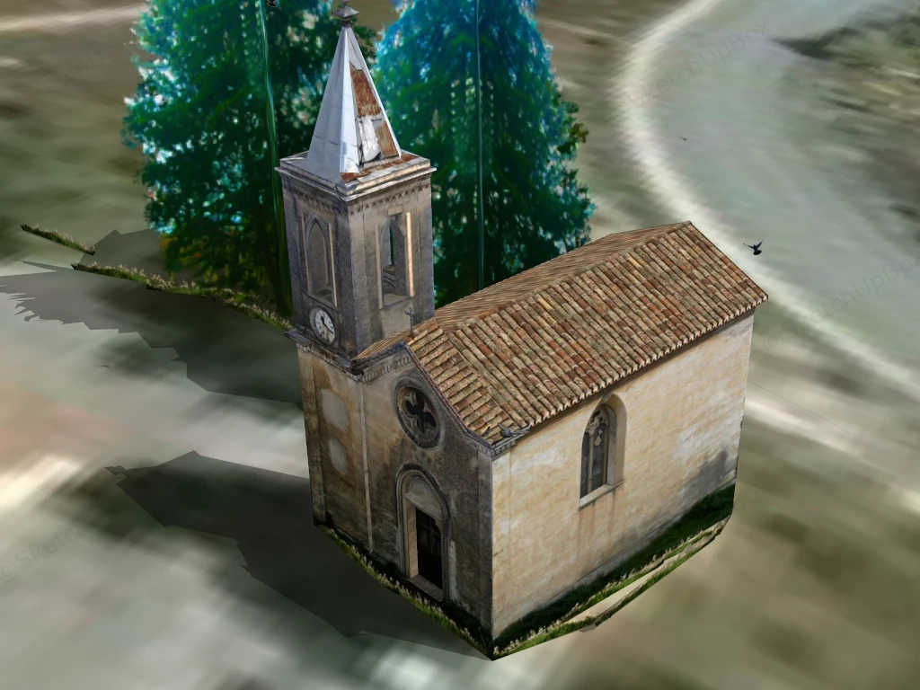 Small Old Church sketchup model preview - SketchupBox