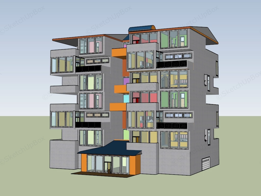 Multi Family Apartments sketchup model preview - SketchupBox