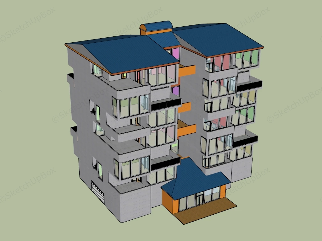 Multi Family Apartments sketchup model preview - SketchupBox