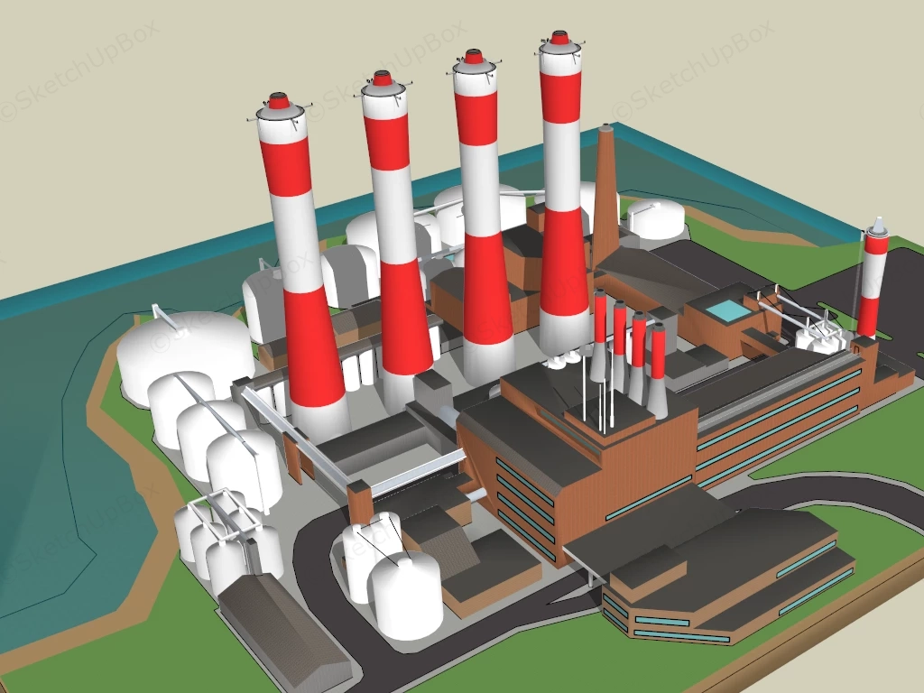 Oil Refinery Plant sketchup model preview - SketchupBox