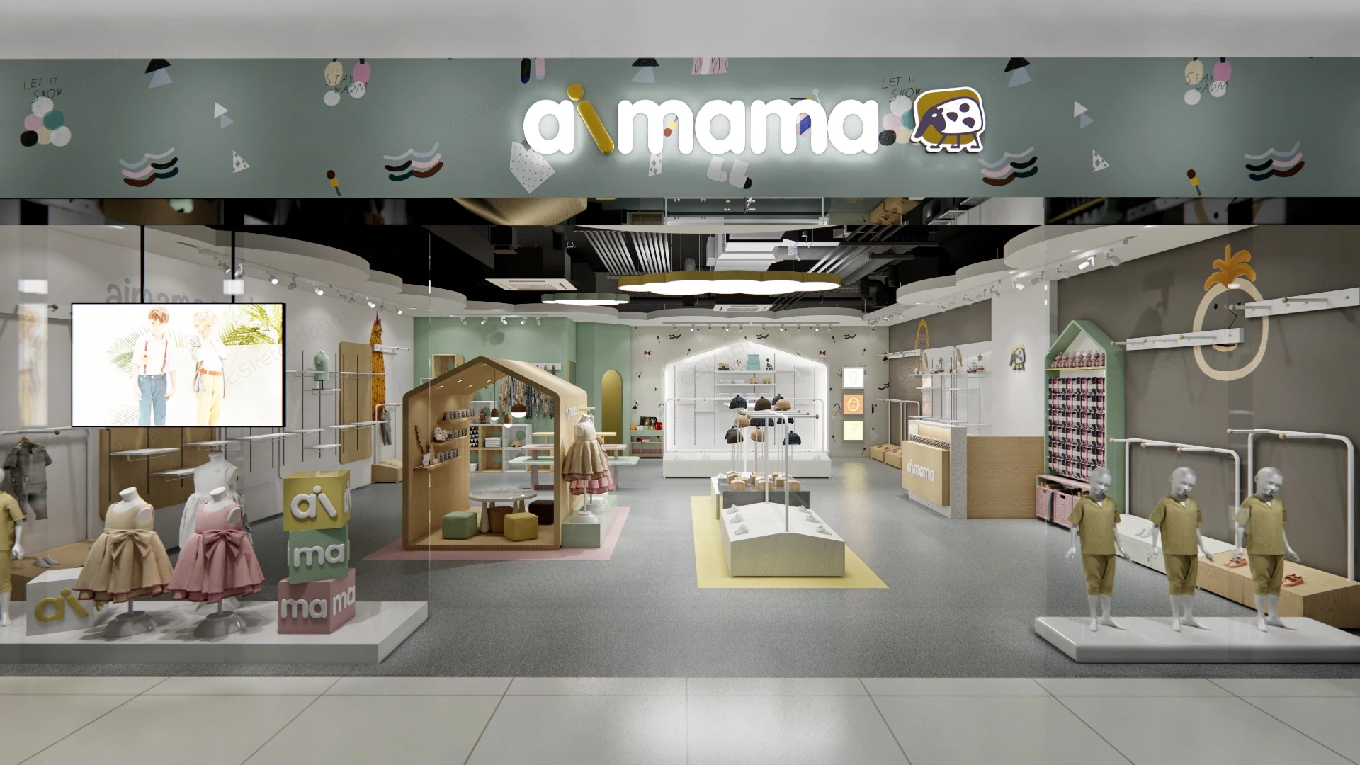 Children’s Clothing Store sketchup model preview - SketchupBox