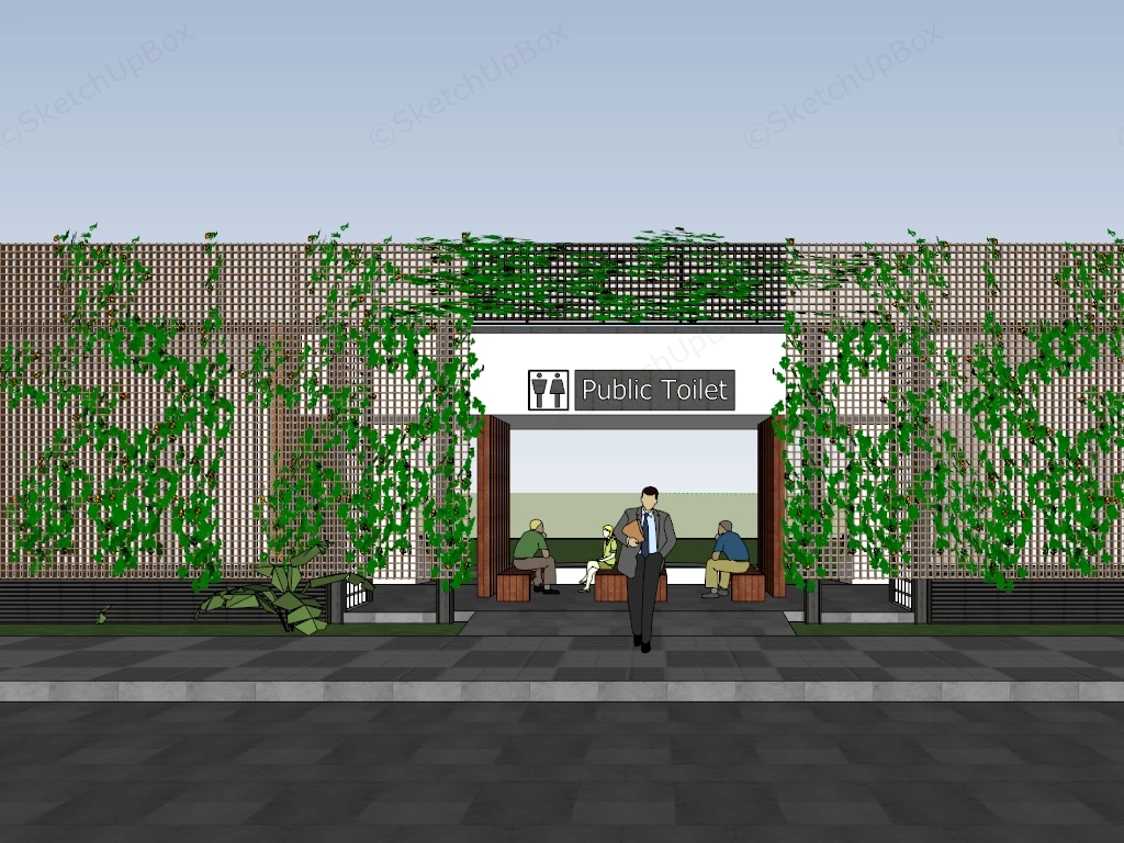 Public Toilet Architecture Design sketchup model preview - SketchupBox