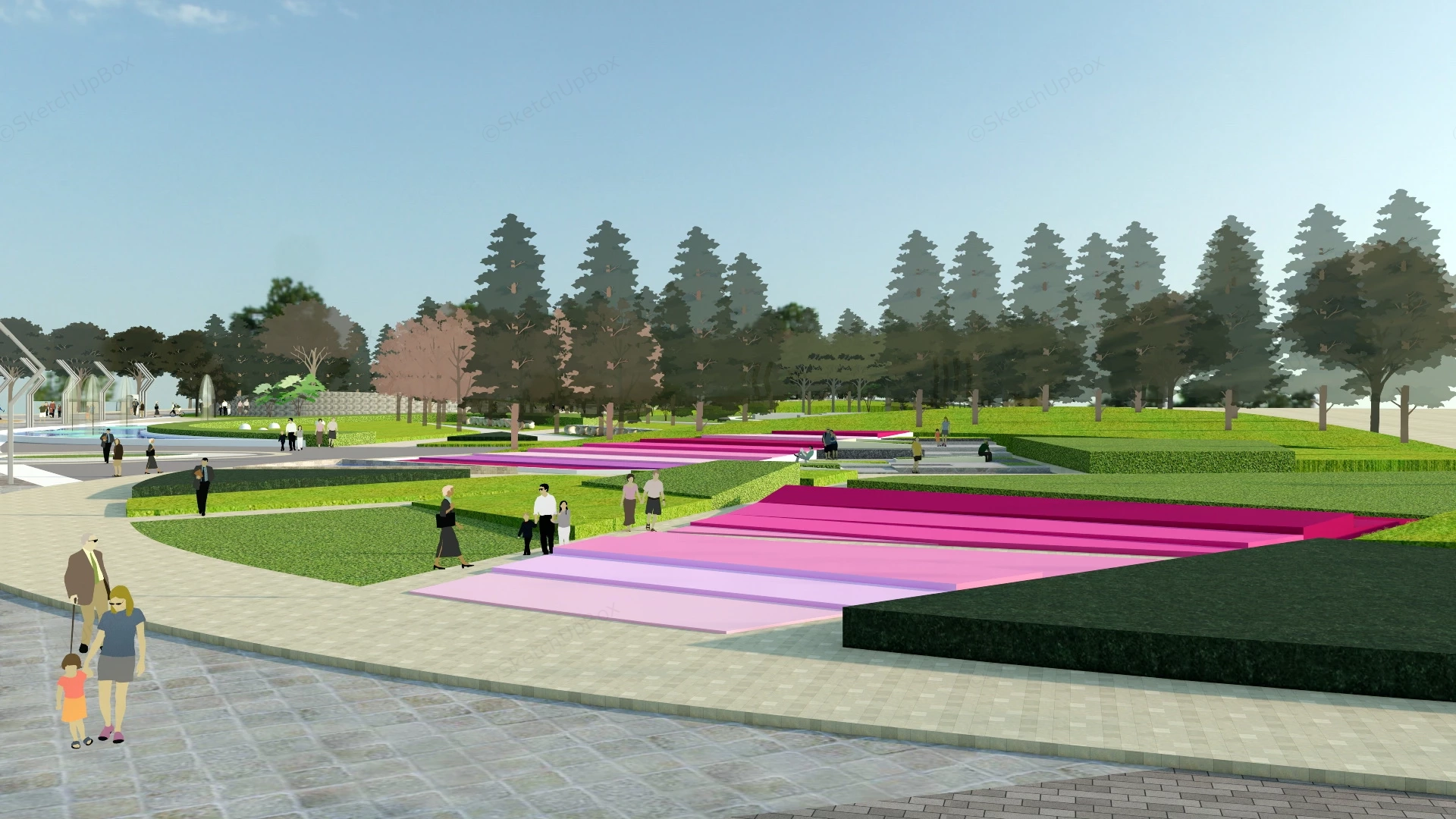 Plaza And Square Landscape Design Idea sketchup model preview - SketchupBox