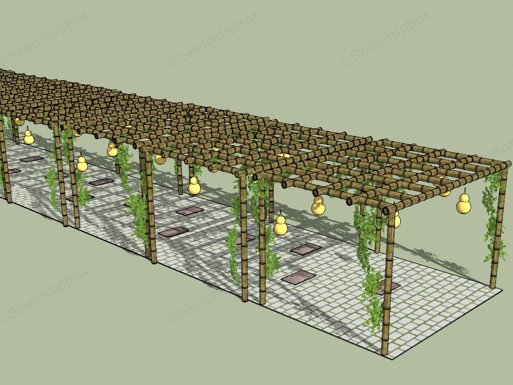 Bamboo Pergola Walkway sketchup model preview - SketchupBox