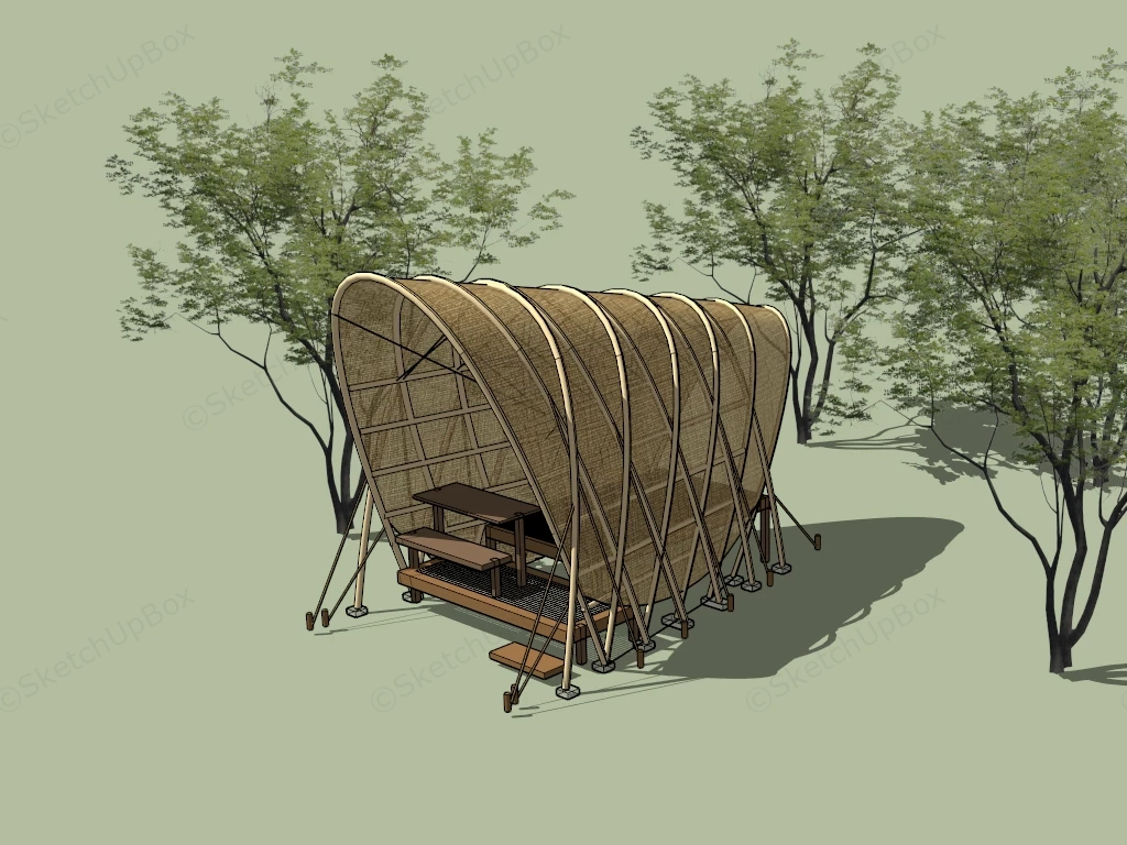 Bamboo Gazebo Design sketchup model preview - SketchupBox