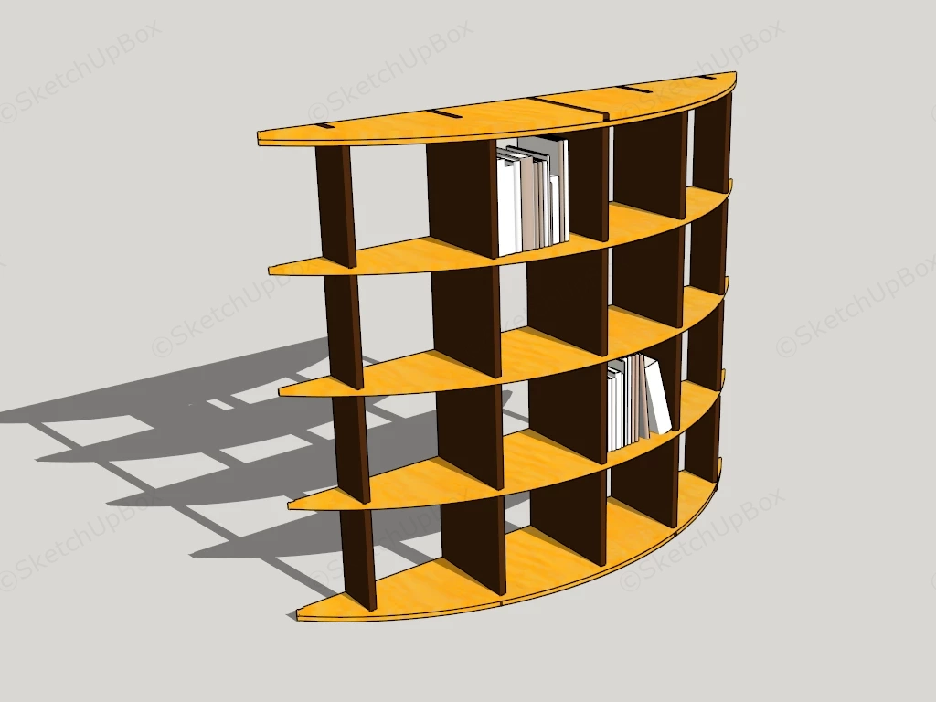Curved Bookshelf sketchup model preview - SketchupBox