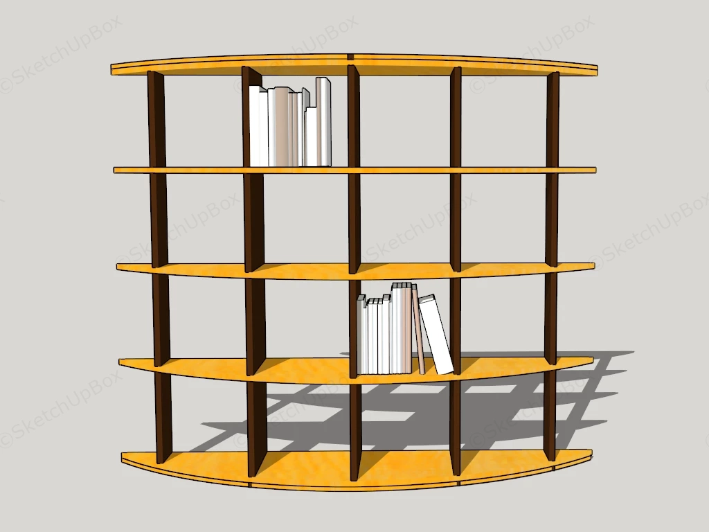 Curved Bookshelf sketchup model preview - SketchupBox