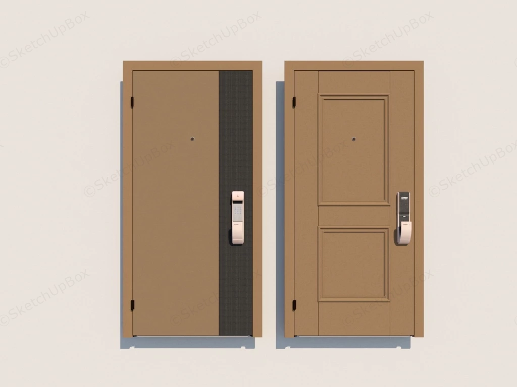 Door With Electronic Lock sketchup model preview - SketchupBox