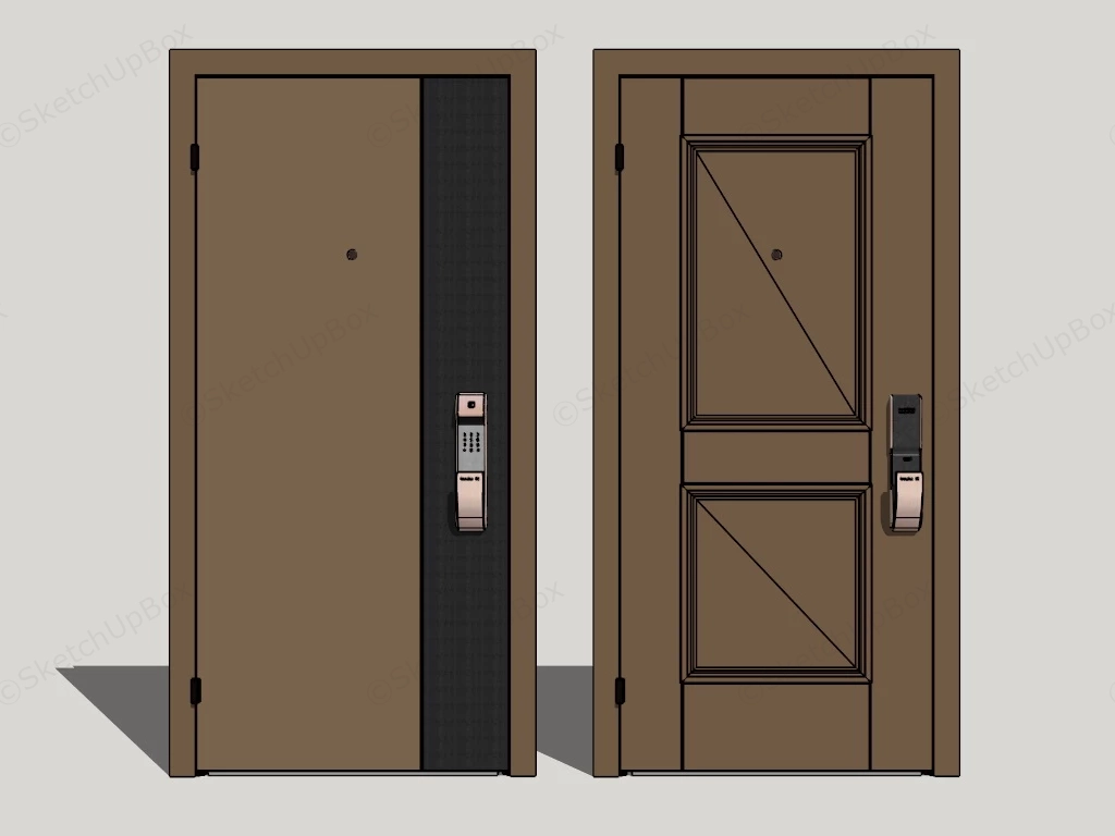 Door With Electronic Lock sketchup model preview - SketchupBox