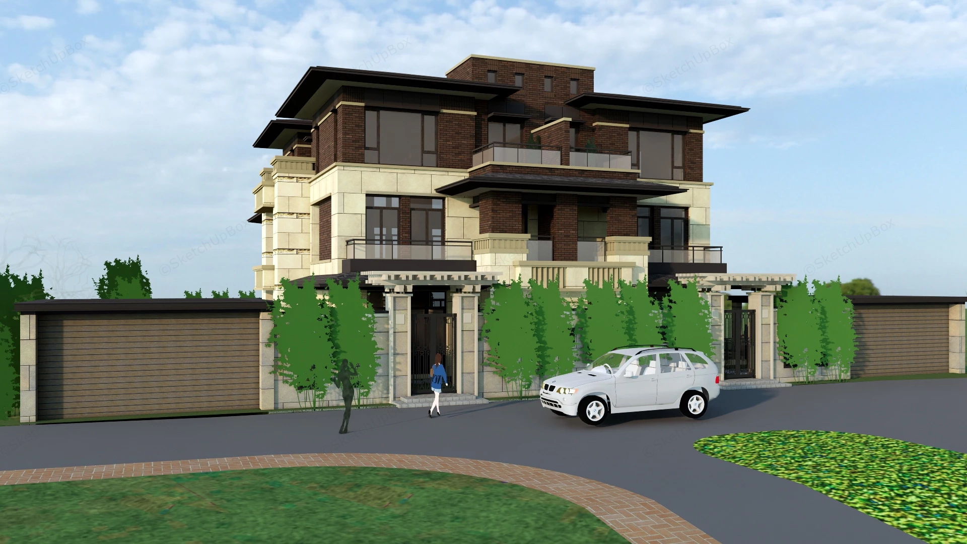 Prairie Style House Exterior sketchup model preview - SketchupBox