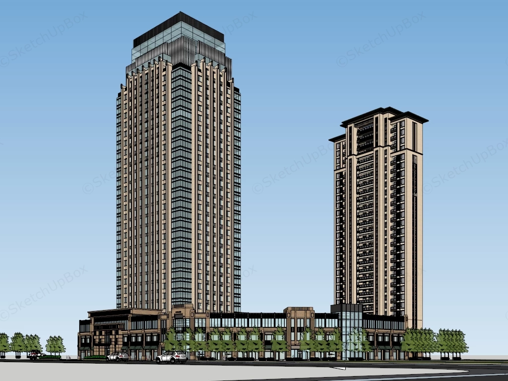 Business Complex Building sketchup model preview - SketchupBox