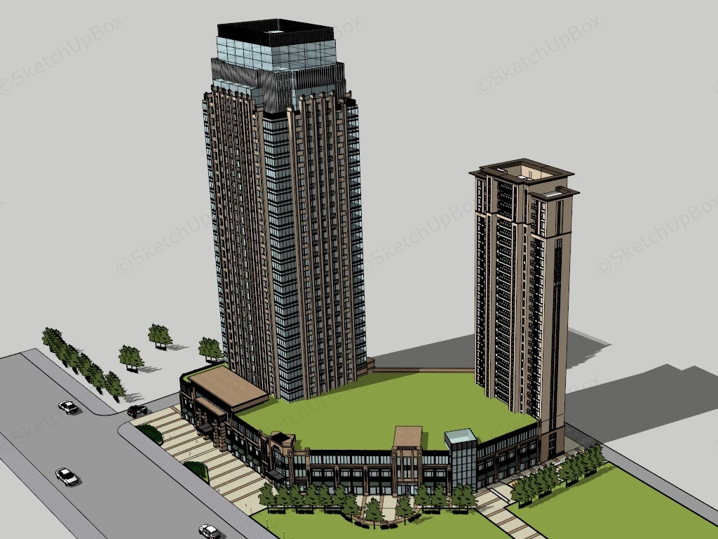 Business Complex Building sketchup model preview - SketchupBox