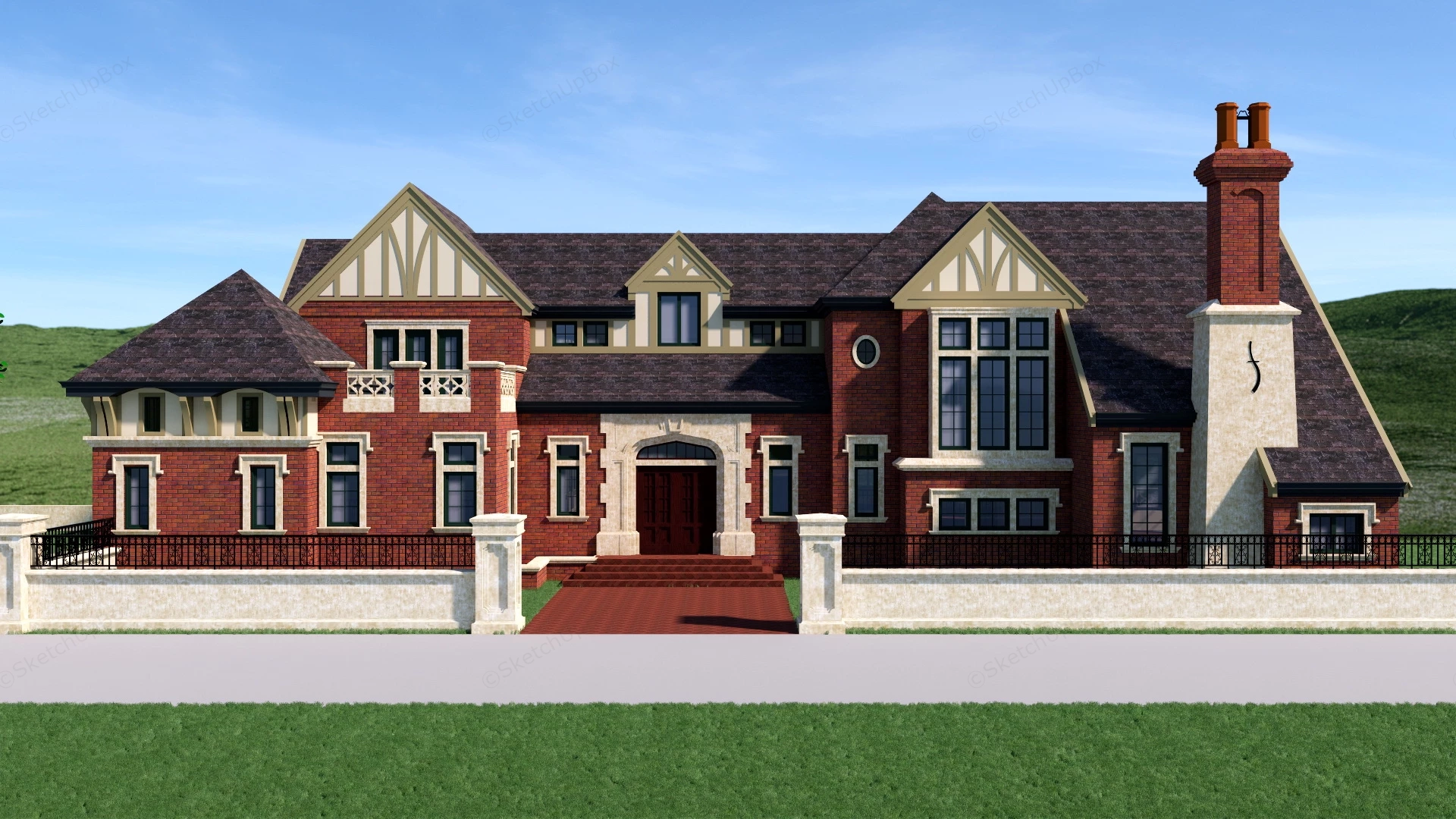 English Country Mansion sketchup model preview - SketchupBox