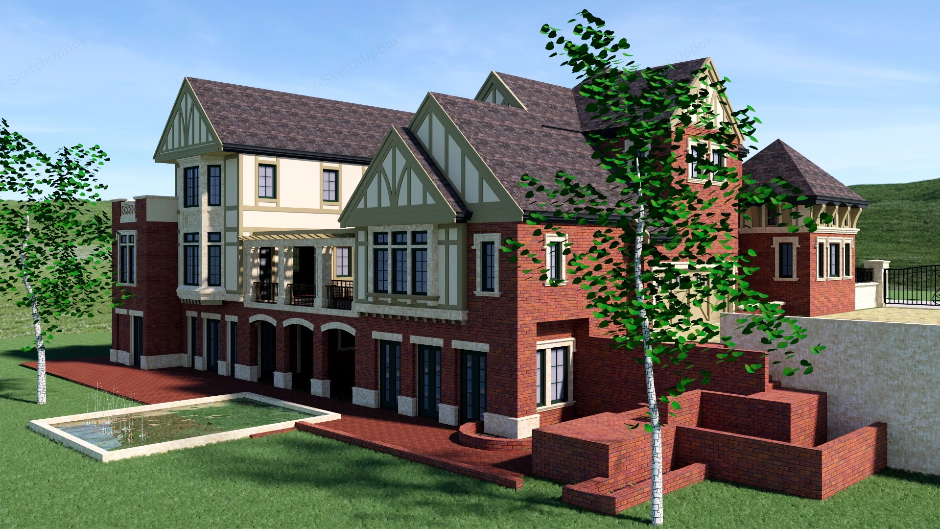 English Country Mansion sketchup model preview - SketchupBox
