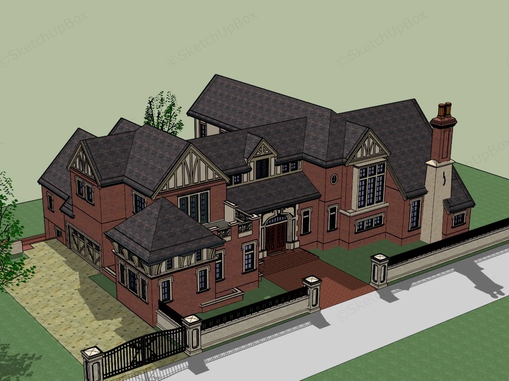 English Country Mansion sketchup model preview - SketchupBox
