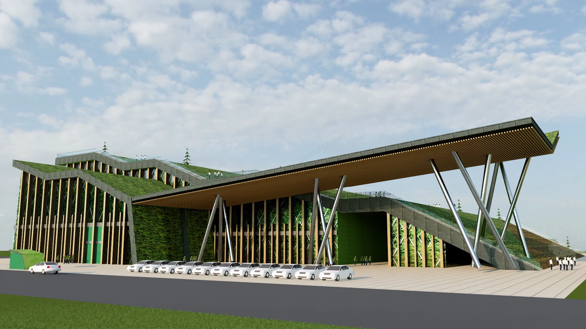 Sustainable Museum Architecture sketchup model preview - SketchupBox