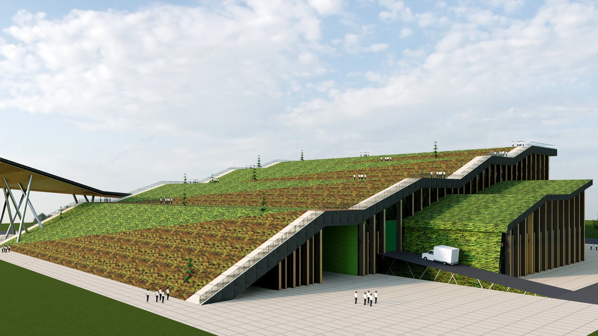 Sustainable Museum Architecture sketchup model preview - SketchupBox