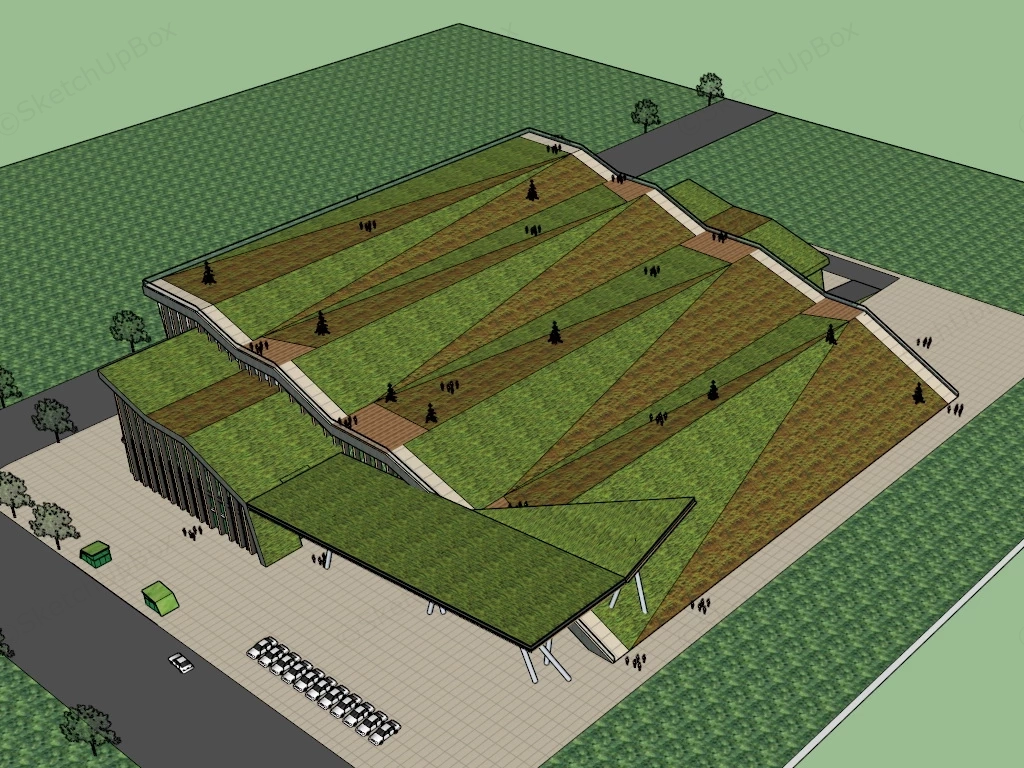 Sustainable Museum Architecture sketchup model preview - SketchupBox