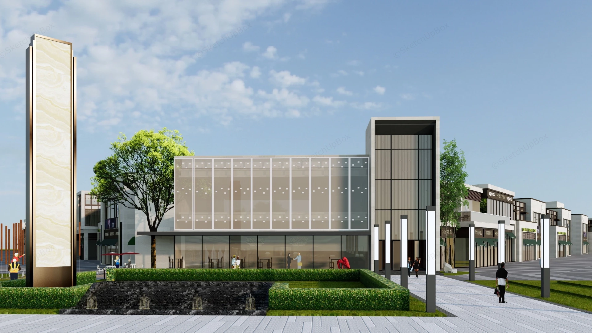 Commercial Retail Buildings sketchup model preview - SketchupBox