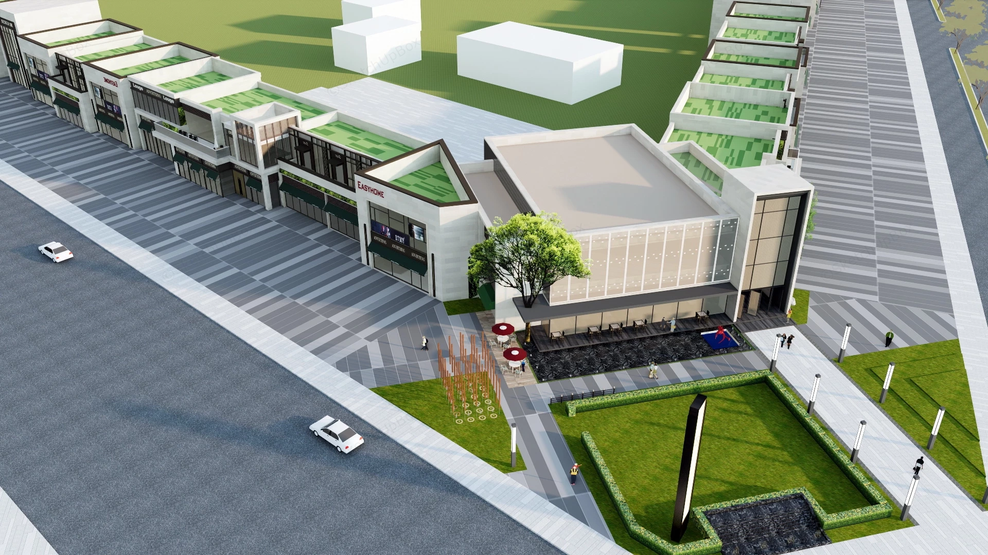 Commercial Retail Buildings sketchup model preview - SketchupBox