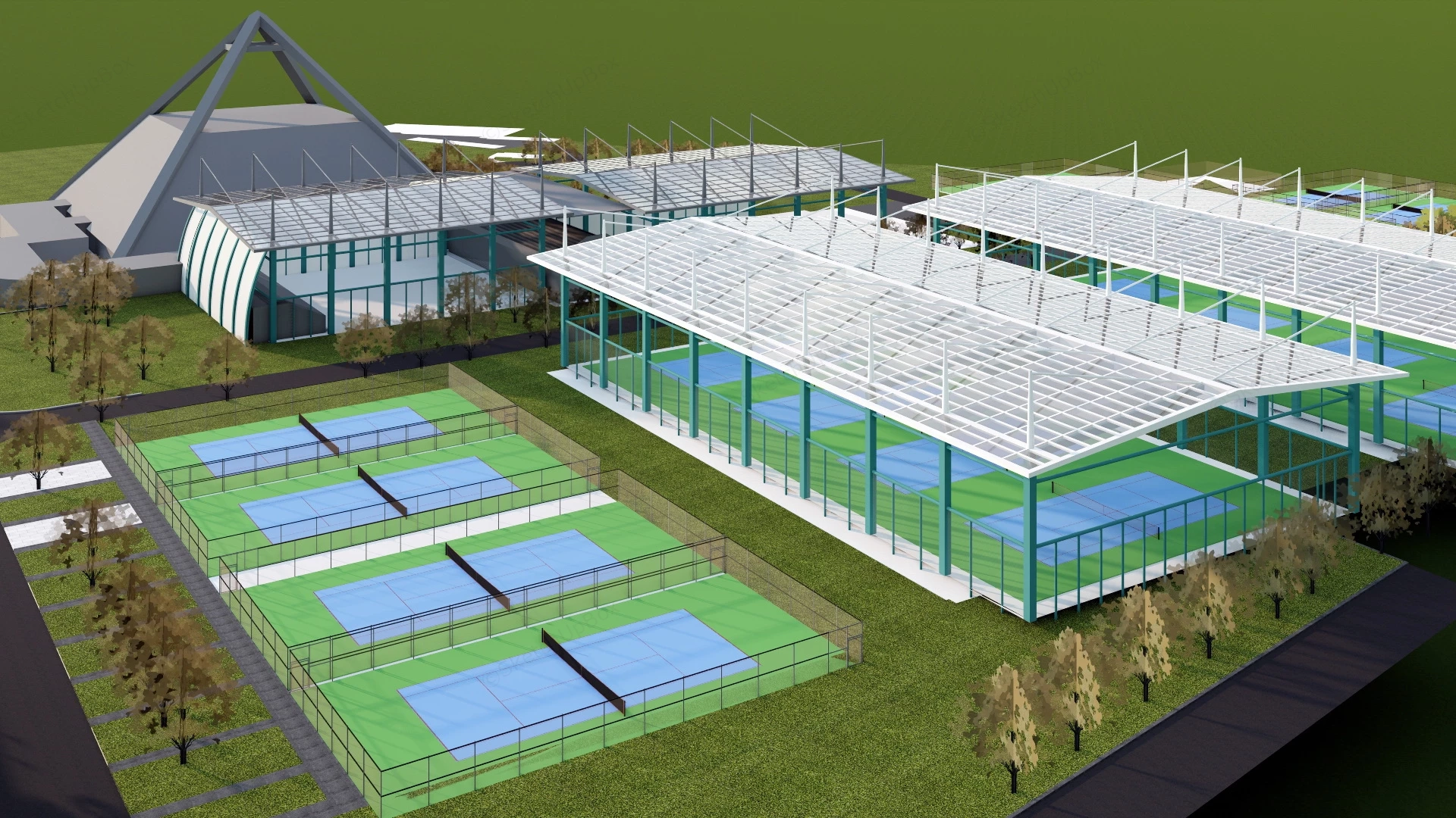 Olympic Tennis Center Plan sketchup model preview - SketchupBox