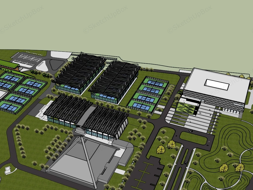 Olympic Tennis Center Plan sketchup model preview - SketchupBox