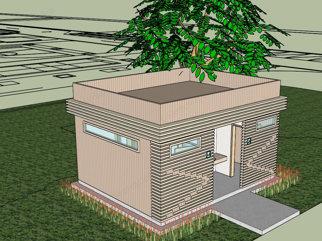 Prefab Public Restroom Building sketchup model preview - SketchupBox