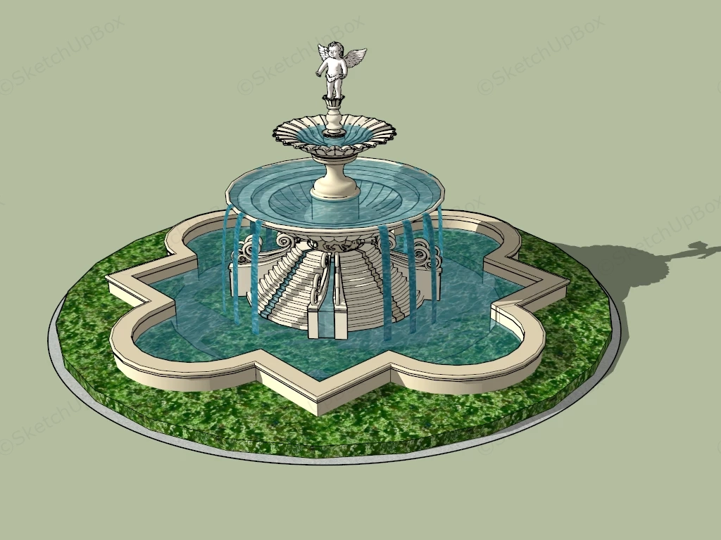 Cherub Angel Water Fountain sketchup model preview - SketchupBox