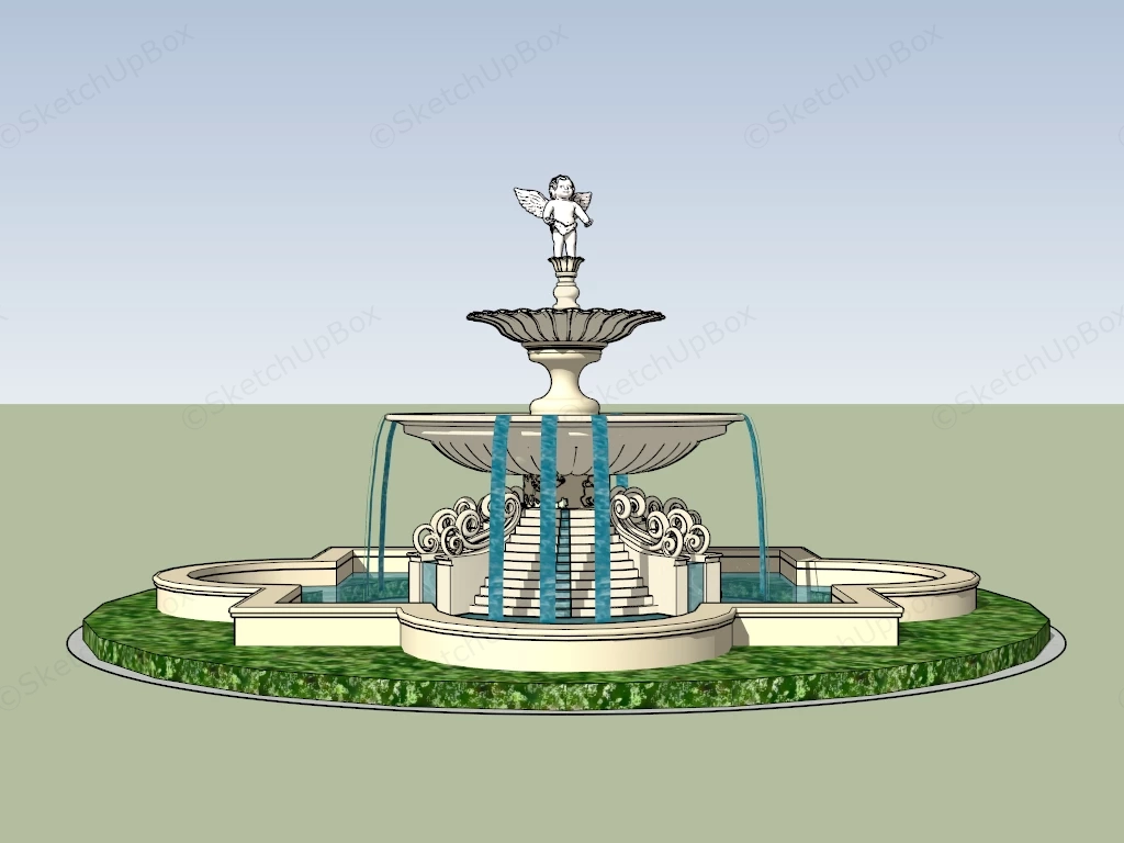 Cherub Angel Water Fountain sketchup model preview - SketchupBox