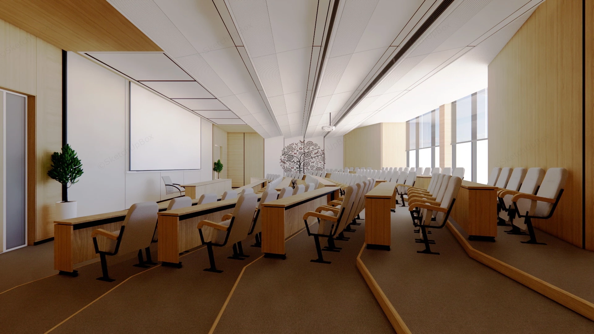 Conference Hall Interior Design sketchup model preview - SketchupBox
