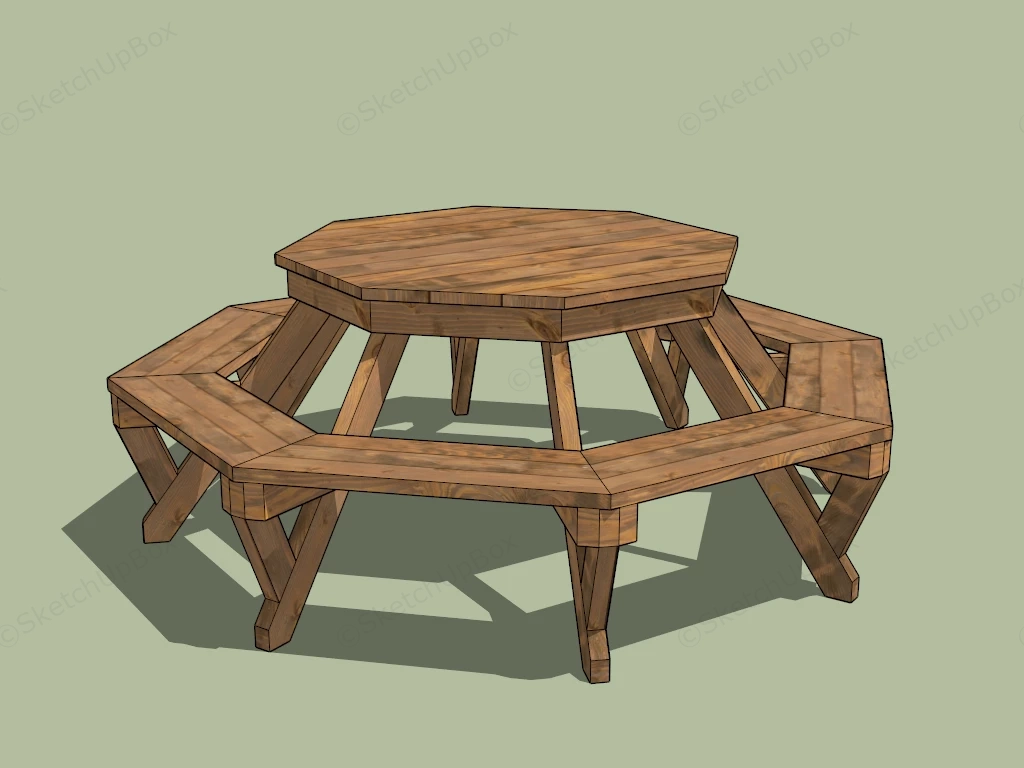 Hexagon Picnic Table sketchup model preview - SketchupBox