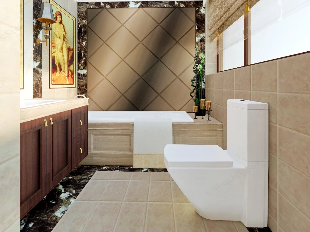 Small Bathroom With Bathtub sketchup model preview - SketchupBox