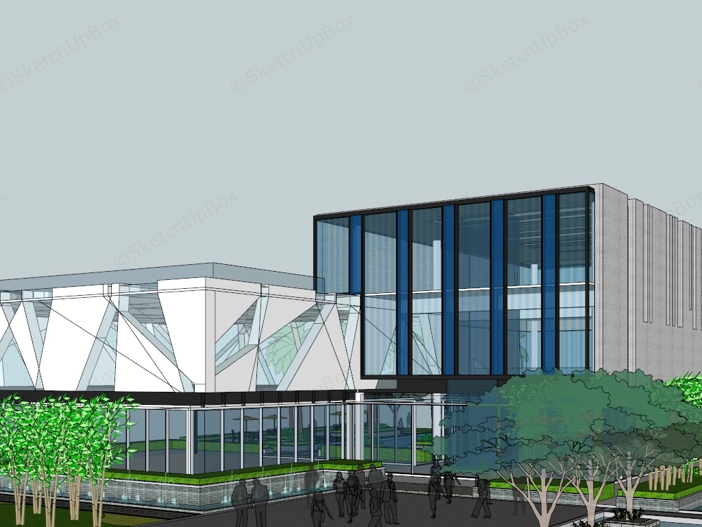 Small Contemporary Office Building sketchup model preview - SketchupBox